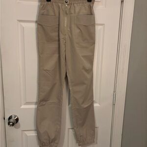 Tan Joggers with Relaxed Fit and Sturdy Fabric
